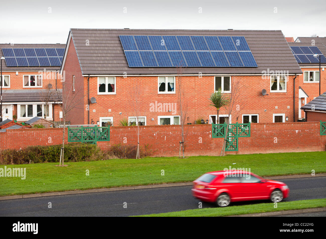 Eine grüne Wohnsiedlung am Stadtrand von Sunderland in North East England. Stockfoto