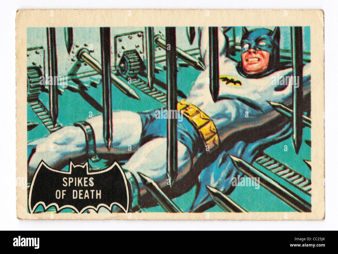 Bubble Gum Sammelkarten von 1966 Batman Trading Card set bekannt als Black Bat Series oder Orange Rücken Stockfoto