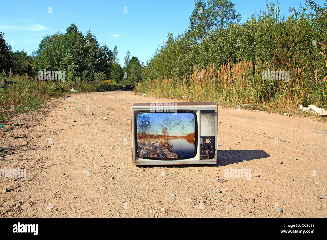 alte Fernseher unterwegs Stockfoto