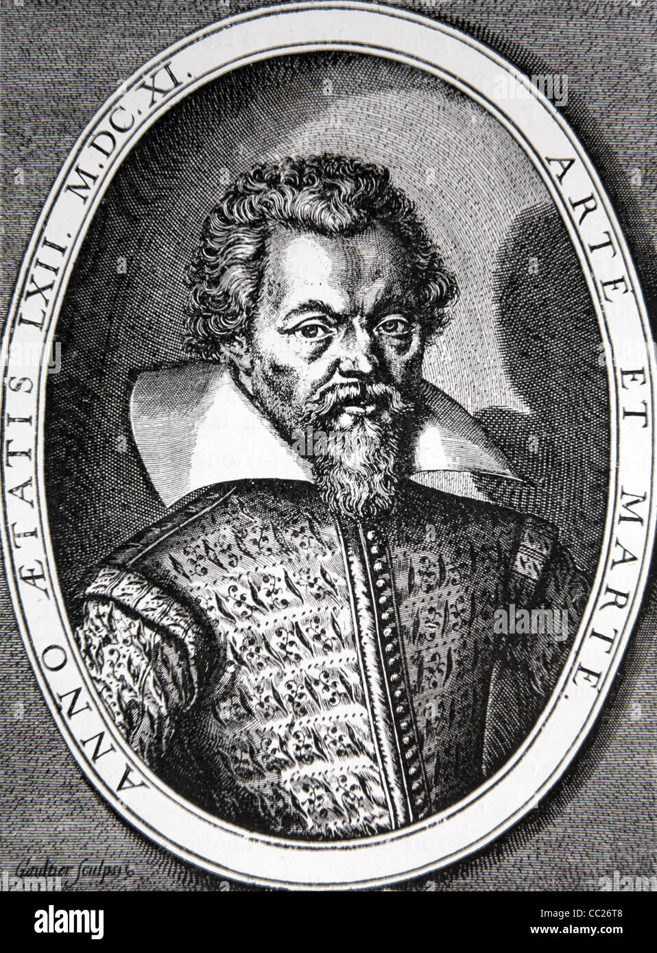 Porträt von Philippe de Mornay, Du-Plessis-Mornay oder Mornay du Plessis (1549-1623) französischer Hugenot-Theoretiker & Monarchomach. Gravur 1611. Stockfoto