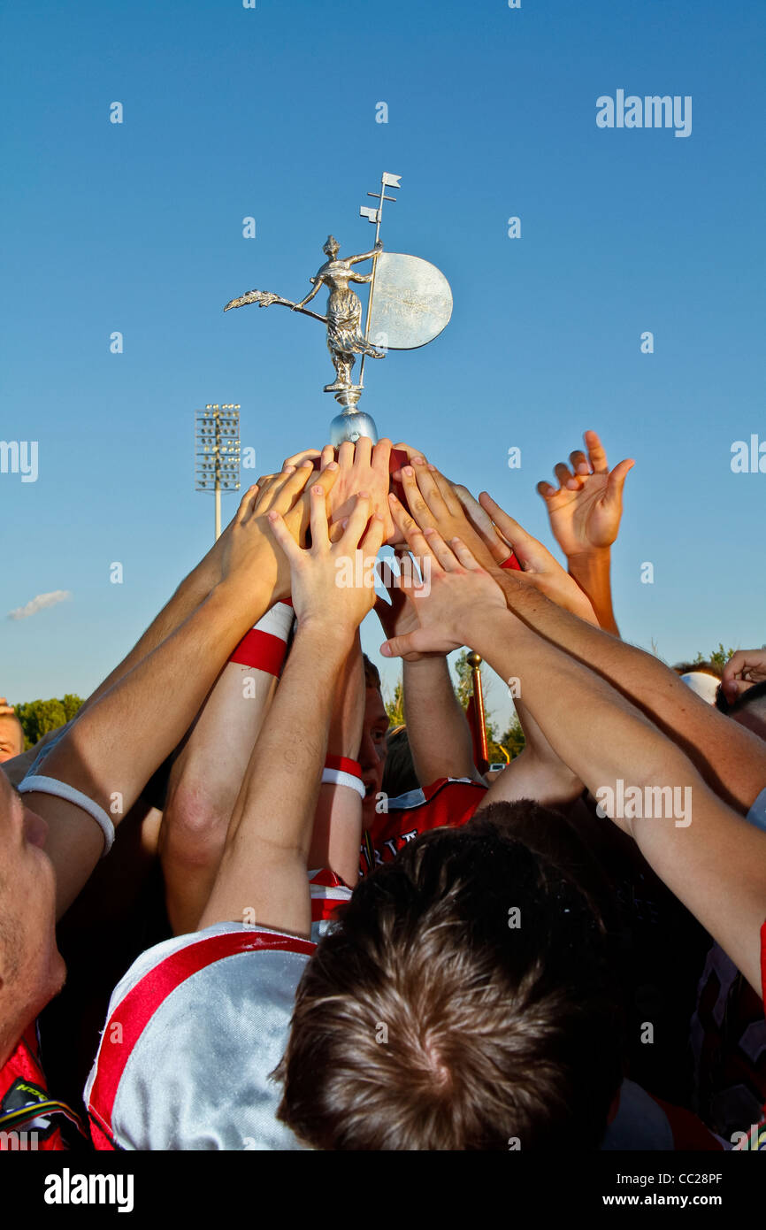 SEVILLA, Spanien - SEPTEMBER 3 Team Austria feiert den Sieg am 3. September 2011 in Sevilla, Spanien. Stockfoto