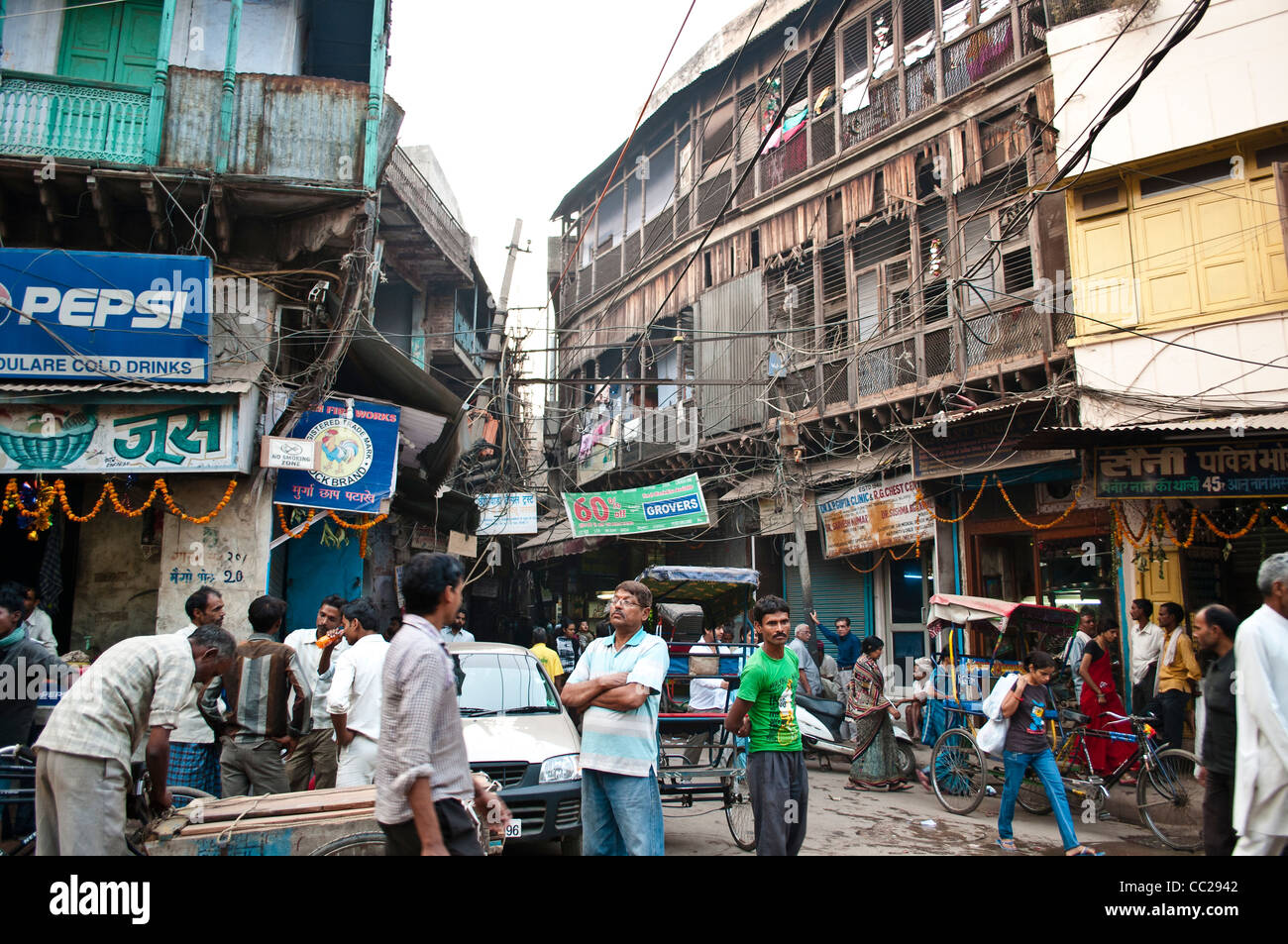 Beschäftigt Straßenszene, Alt-Delhi, Indien Stockfoto