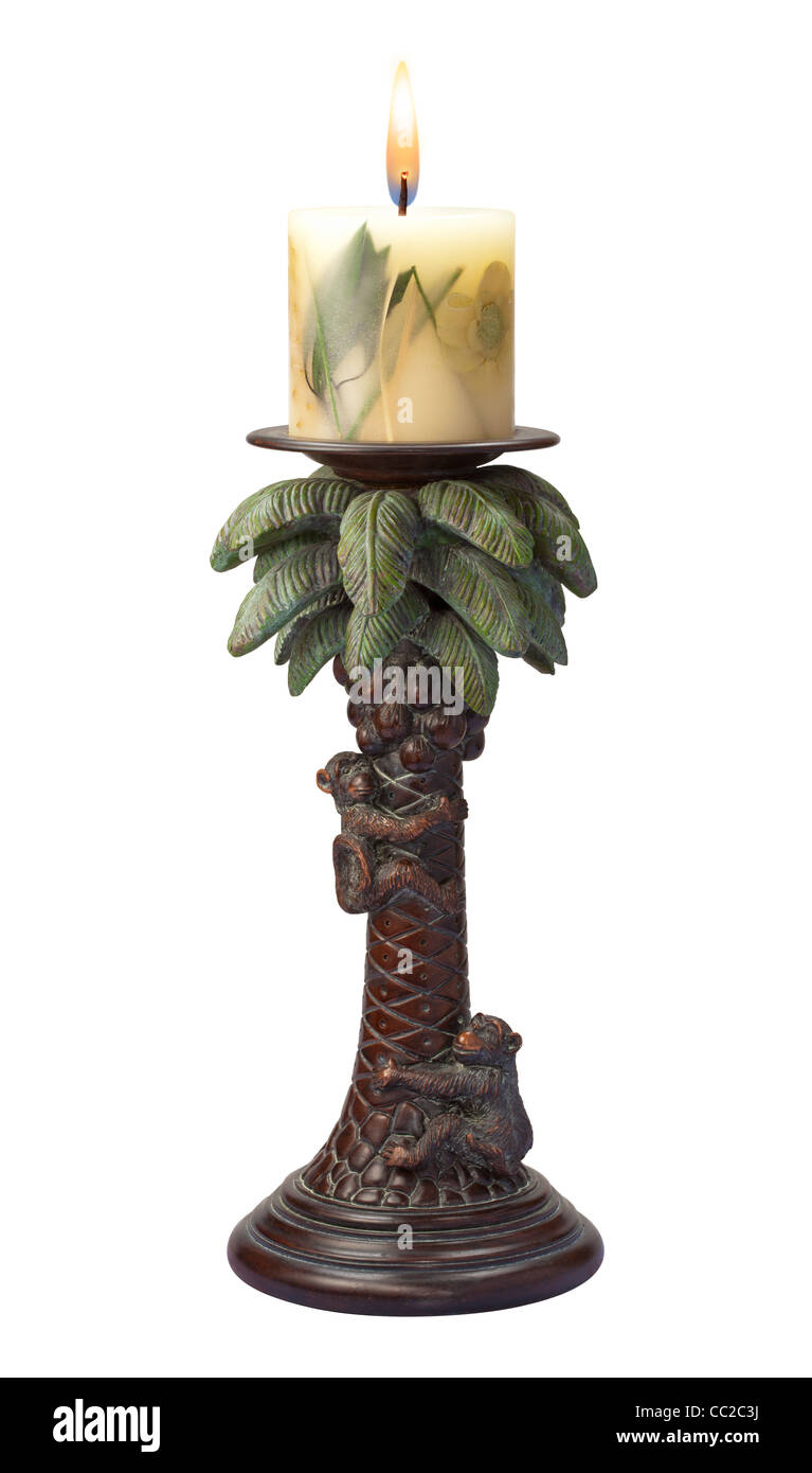 Palm Tree Kerzenhalter Halter isoliert auf weiss Stockfoto