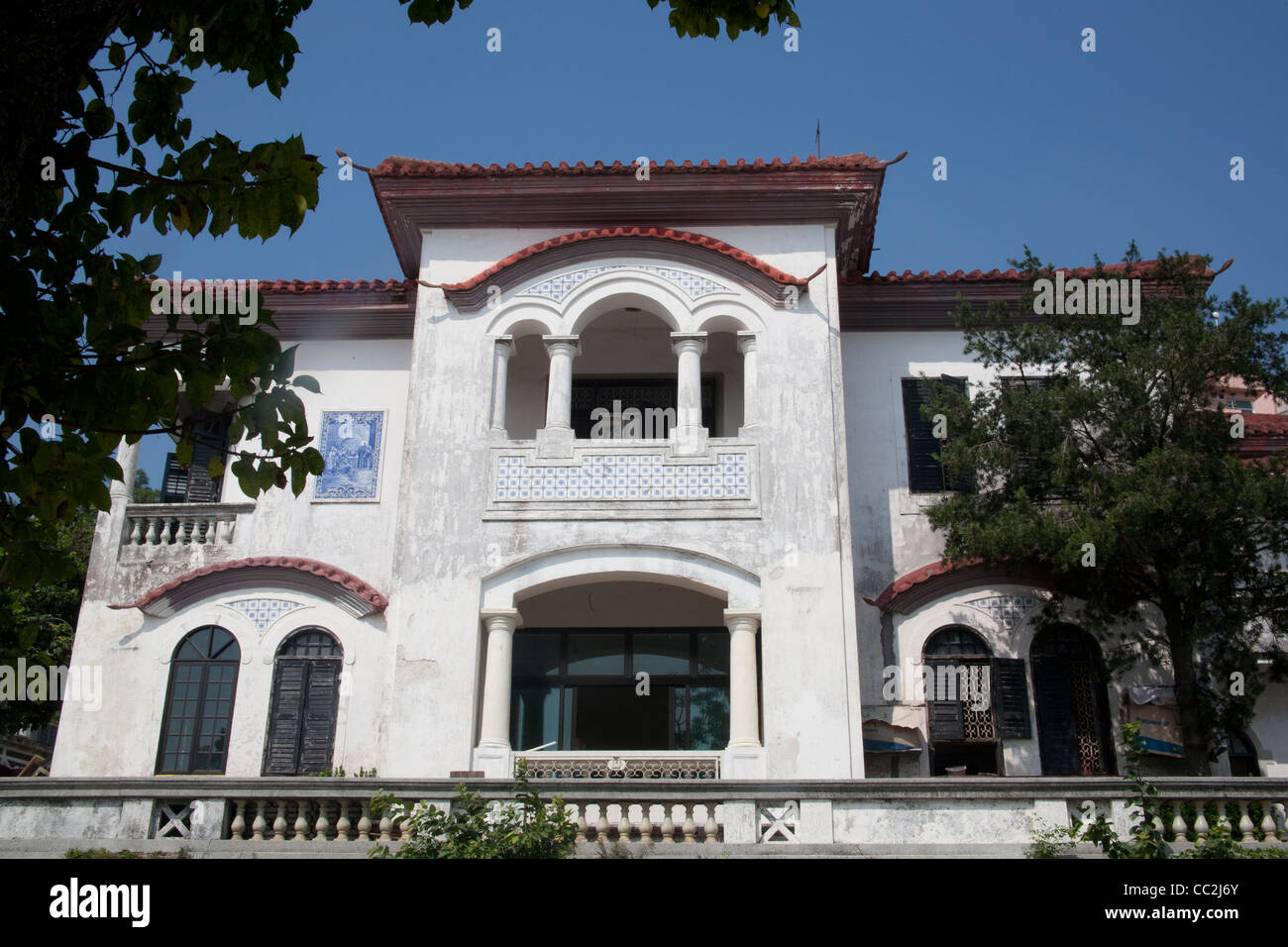 Portugiesischen kolonialen Gebäude auf der Avenida da Republica Macau SAR China Stockfoto