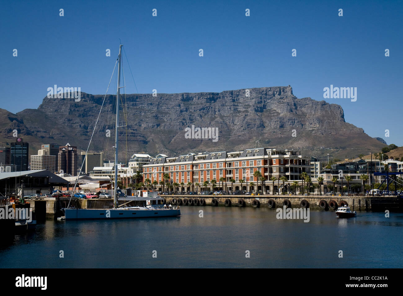 Ein Blick auf den Tafelberg von der waterfront Stockfoto