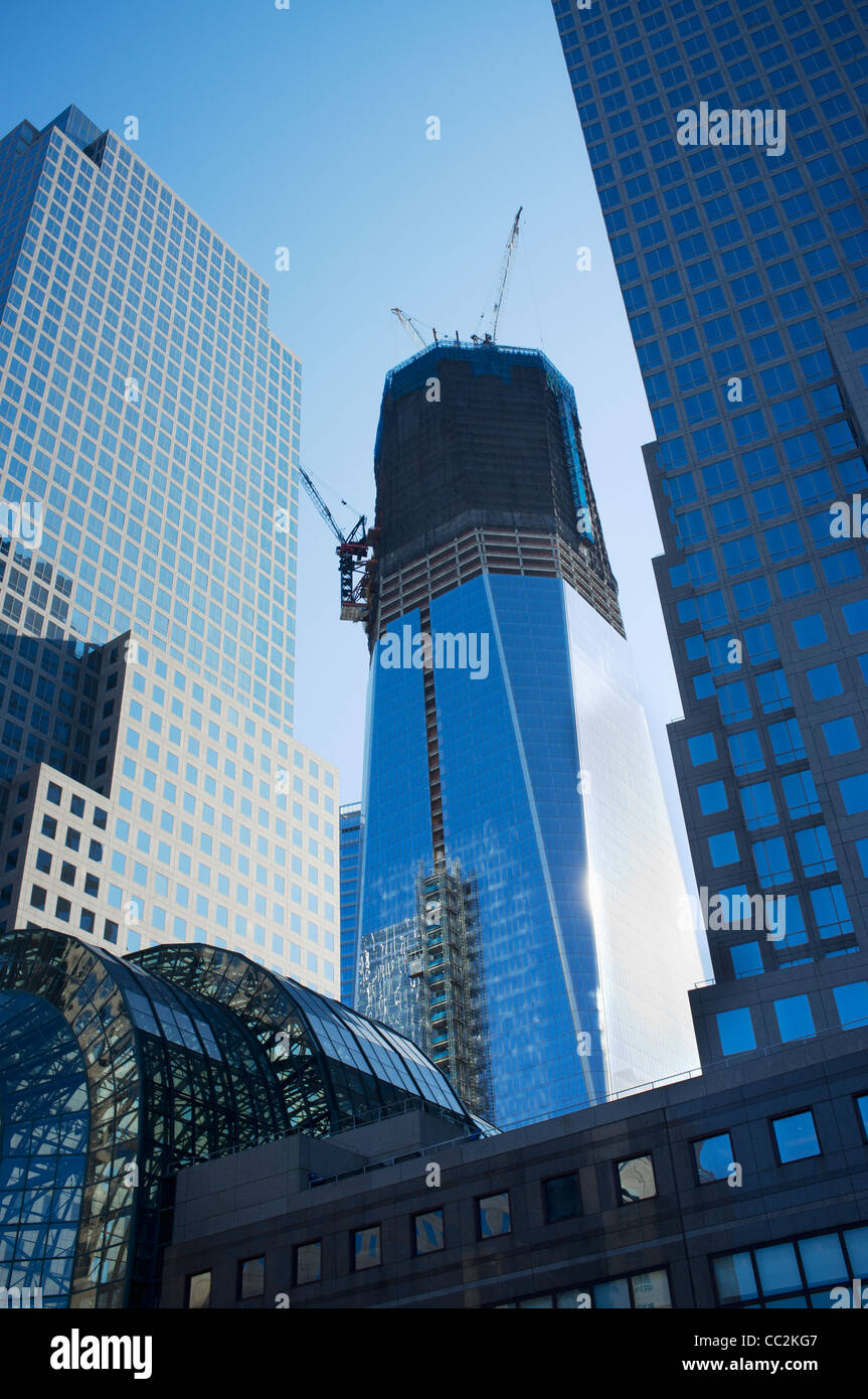 USA, New York State, New York City, niedrigen Winkel Ansicht der Welt Freedom Tower Stockfoto