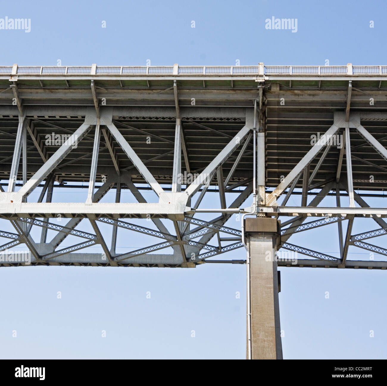 aus Metall und Beton-Brücke von unten Stockfoto