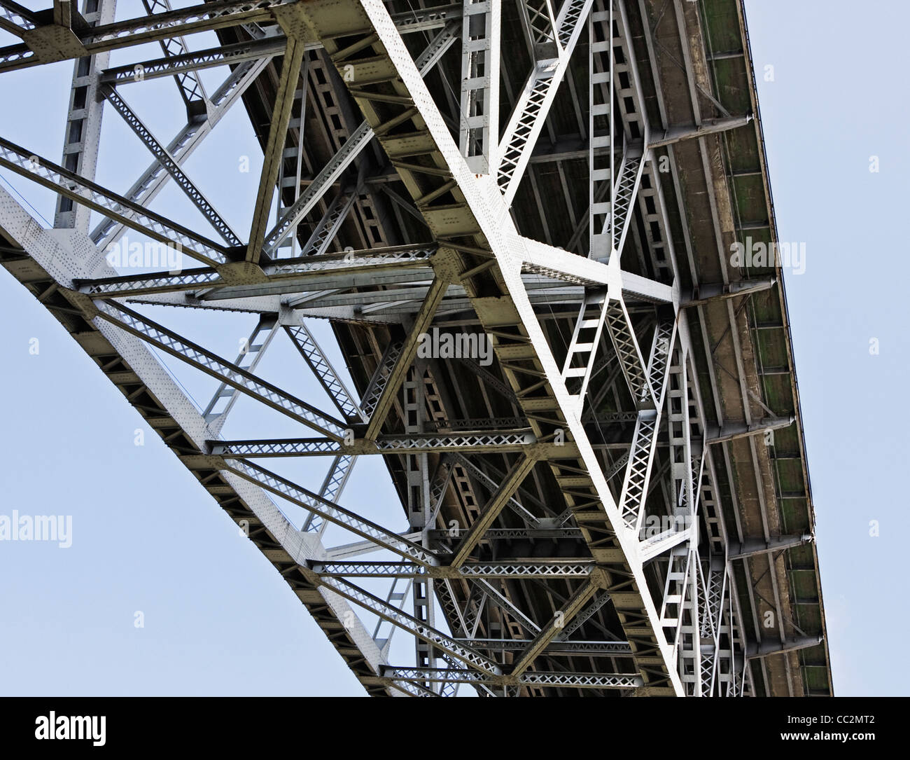 aus Metall und Beton-Brücke von unten Stockfoto