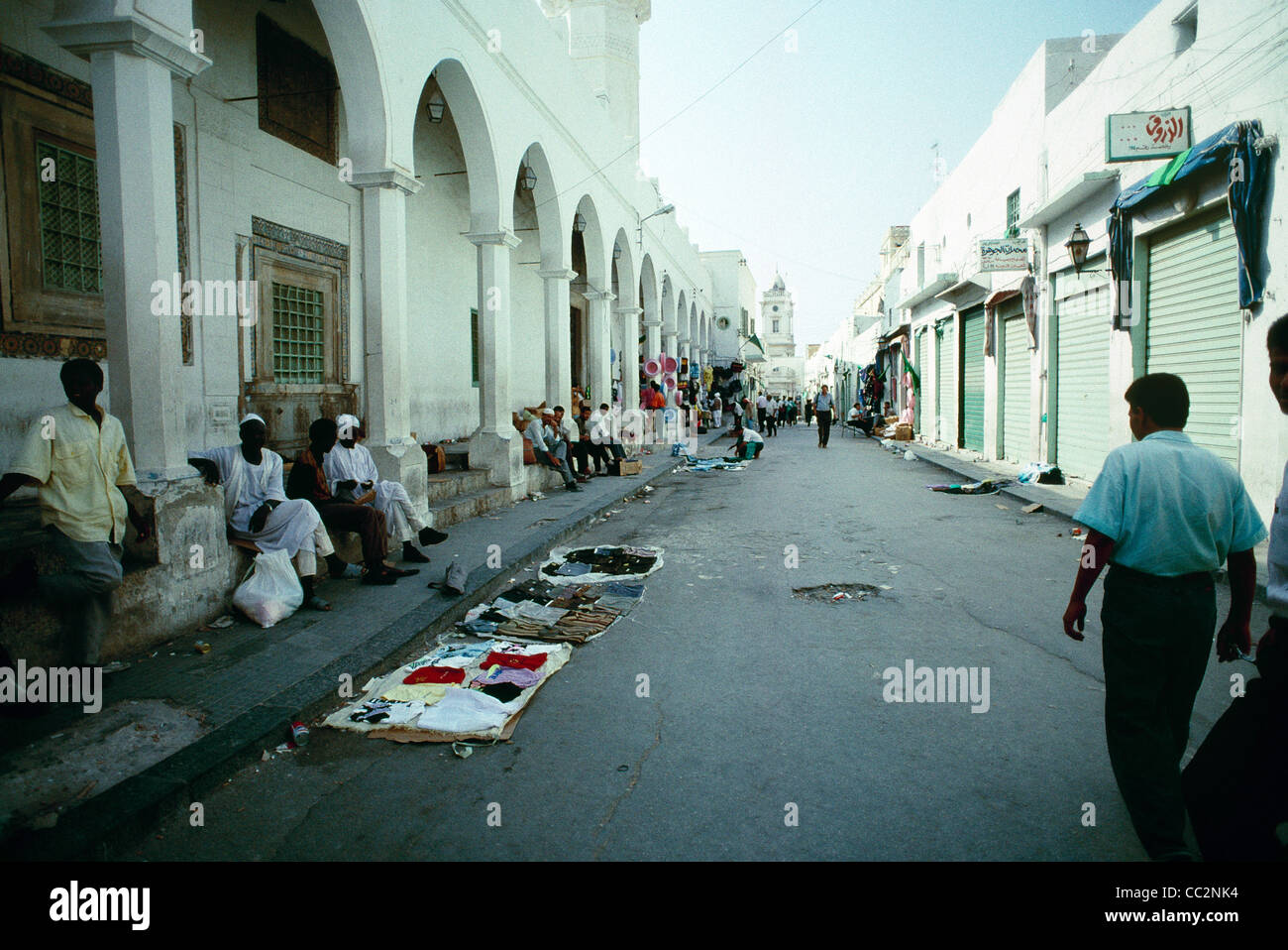 Straßenszenen, Märkte, Plätze und das Leben in der Hauptstadt Tripolis während der Gaddafi Ära. Stockfoto