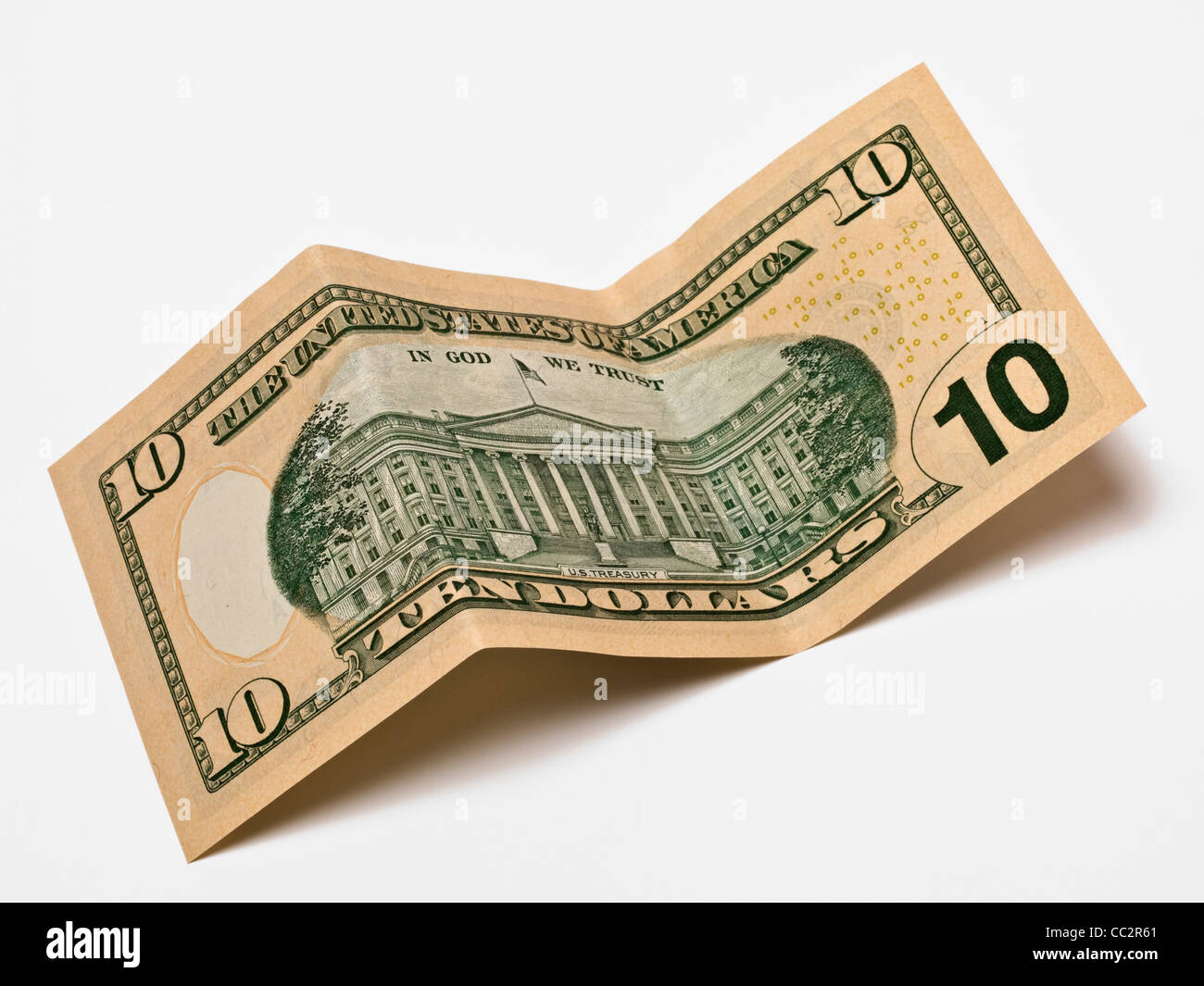 Detail-Foto von einer 10-Dollar-Banknote Stockfoto