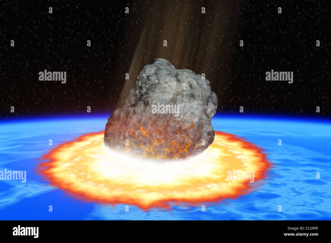Totale Zerstorung Der Welt Kollision Eines Asteroiden Mit Der Erde Stockfotografie Alamy