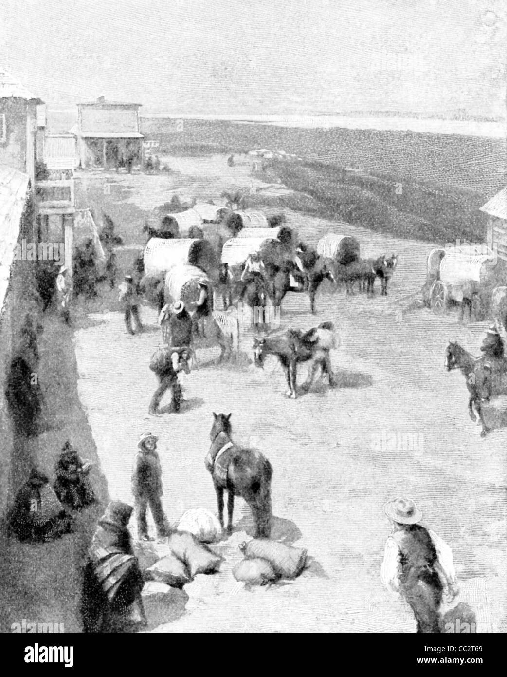 Diese 1896, basierend auf Foto vom Fotografen David Frances Barry Abbildung indischen Händler Shop unter Standing Rock, Dakota. Stockfoto