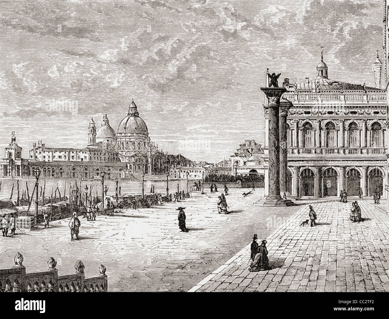 Piazza San Marco oder St. Markus Platz, Venedig, Italien im späten 19. Jahrhundert. Stockfoto