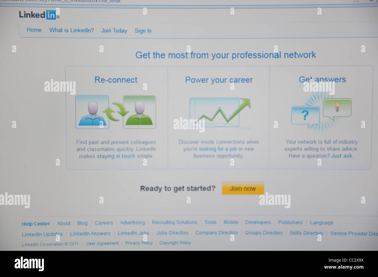 LinkedIn Webseite online-Screenshot Screenshot Stockfoto