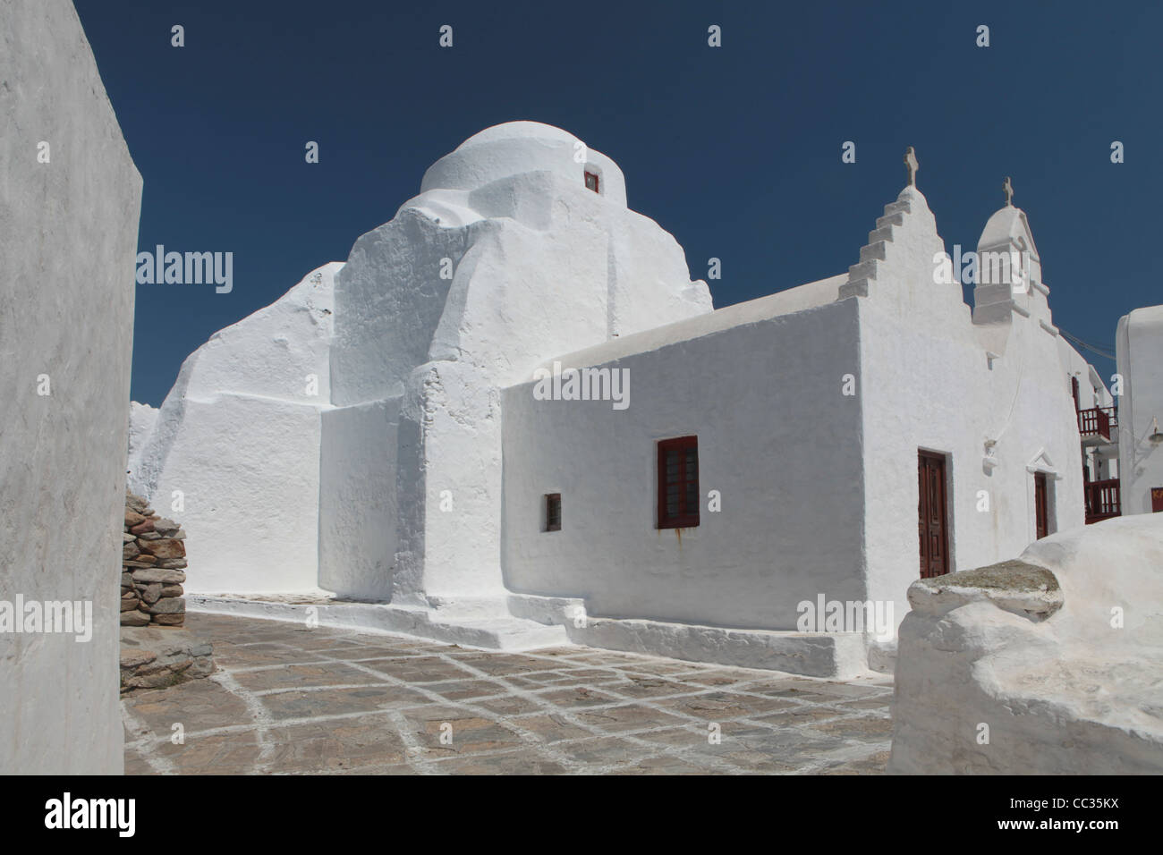 Kirche der Panagia Paraportiani befindet sich in der Nähe von Kastro, in die Stadt Chora auf der griechischen Insel Mykonos Stockfoto