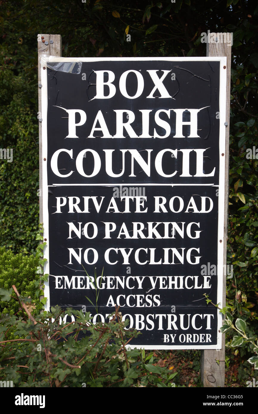 Pfarrei des Rates Sign Box Wiltshire Stockfoto