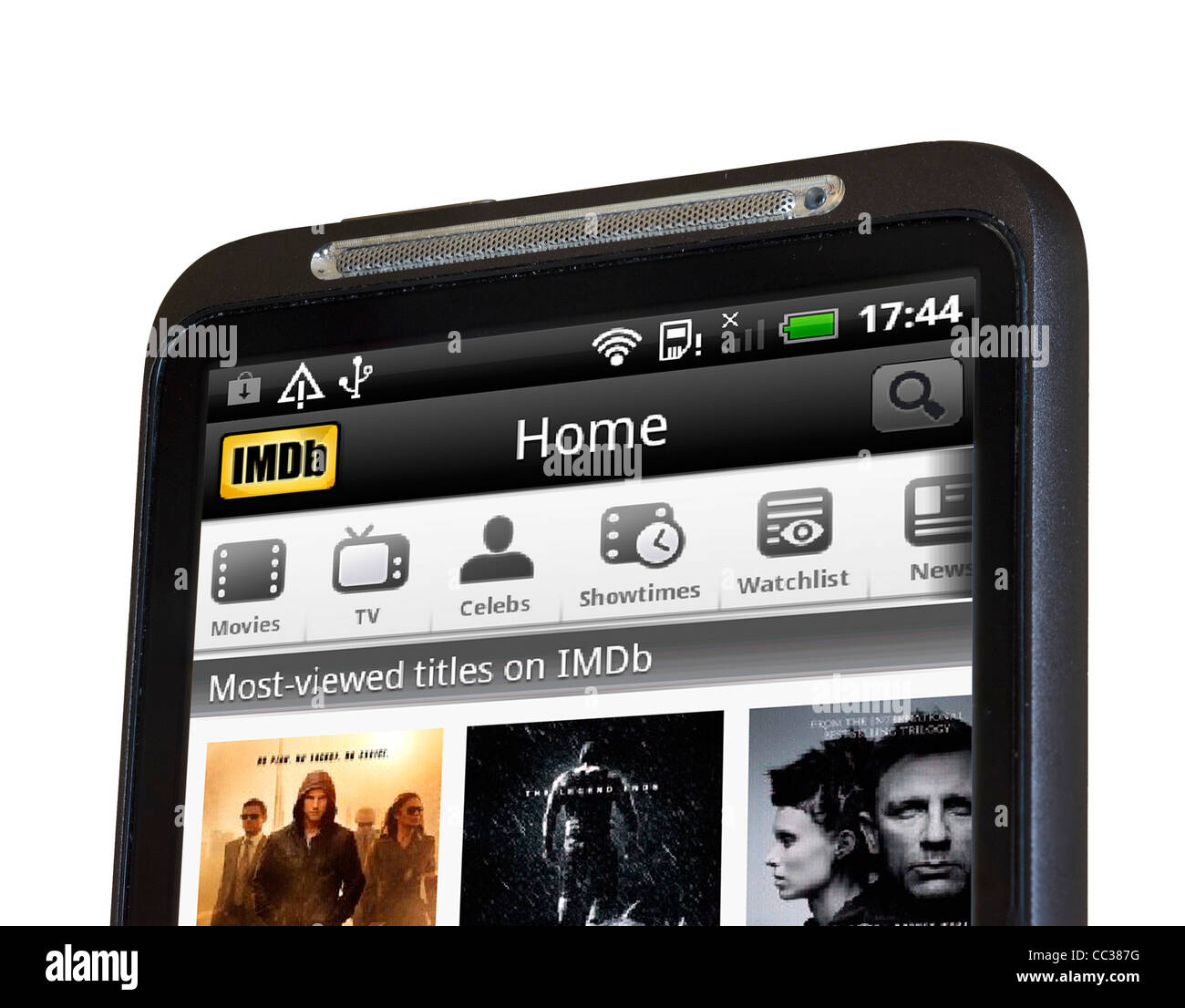 Die Film- und TV-Website, IMDb, auf einem HTC-smartphone Stockfoto