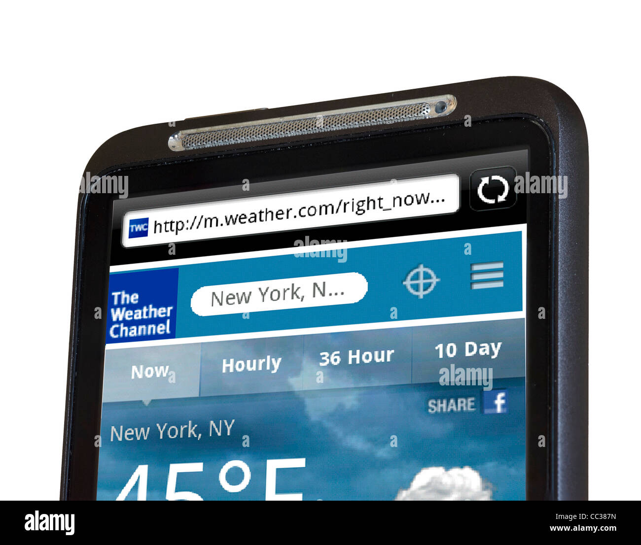 The Weather Channel auf einem HTC-smartphone Stockfoto