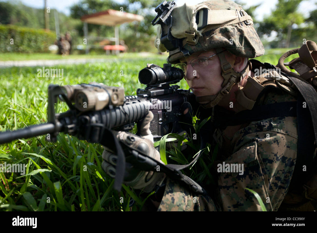 US Navy Soldat Withf Makin amphibische bereit Inselgruppe. Stockfoto