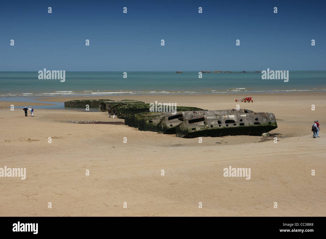 Mulberry Hafen, einen temporären Hafen entwickelt im zweiten Weltkrieg, Fracht an den Stränden während der Invasion der Alliierten in der Normandie zu verlagern Stockfoto