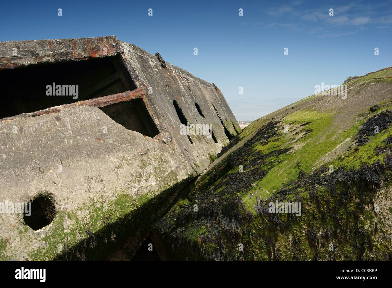 Mulberry Hafen, einen temporären Hafen entwickelt im zweiten Weltkrieg, Fracht an den Stränden während der Invasion der Alliierten in der Normandie zu verlagern Stockfoto