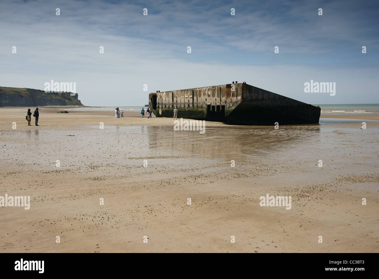 Mulberry Hafen, einen temporären Hafen entwickelt im zweiten Weltkrieg, Fracht an den Stränden während der Invasion der Alliierten in der Normandie zu verlagern Stockfoto