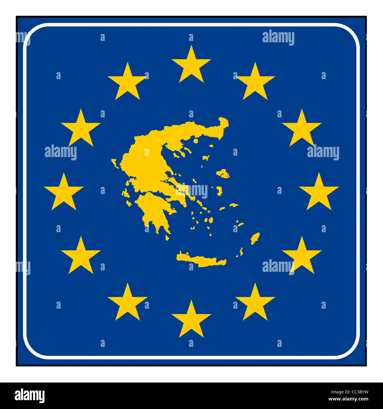 Griechenland, Griechisch, Karte anklicken blau und Sternenhimmel europäischen isoliert auf weißem Hintergrund mit Textfreiraum. Stockfoto