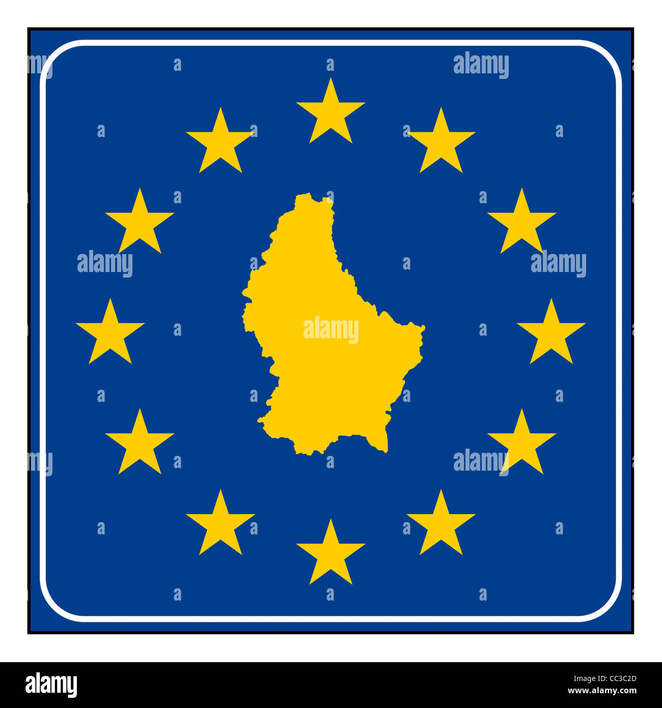 Luxemburg-Karte anklicken blau und Sternenhimmel europäischen isoliert auf weißem Hintergrund mit Textfreiraum. Stockfoto