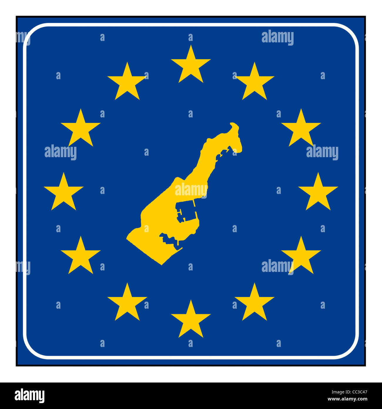 Monaco Karte anklicken blau und Sternenhimmel europäischen isoliert auf weißem Hintergrund mit Textfreiraum. Stockfoto