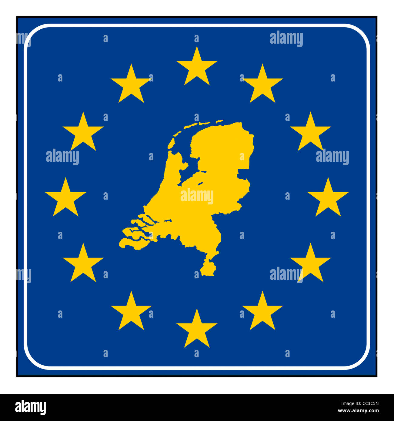 Niederlande-Karte anklicken blau und Sternenhimmel europäischen isoliert auf weißem Hintergrund mit Textfreiraum. Stockfoto