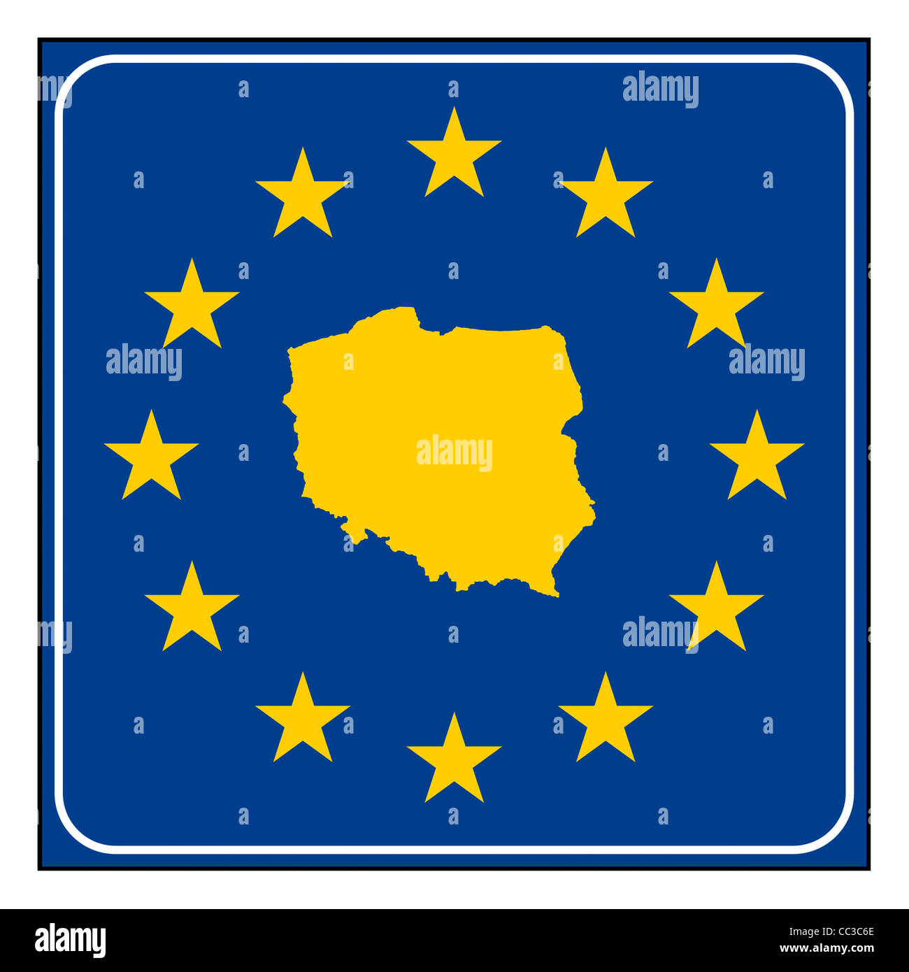 Polen-Europäische Taste isoliert auf weißem Hintergrund mit Textfreiraum. Stockfoto