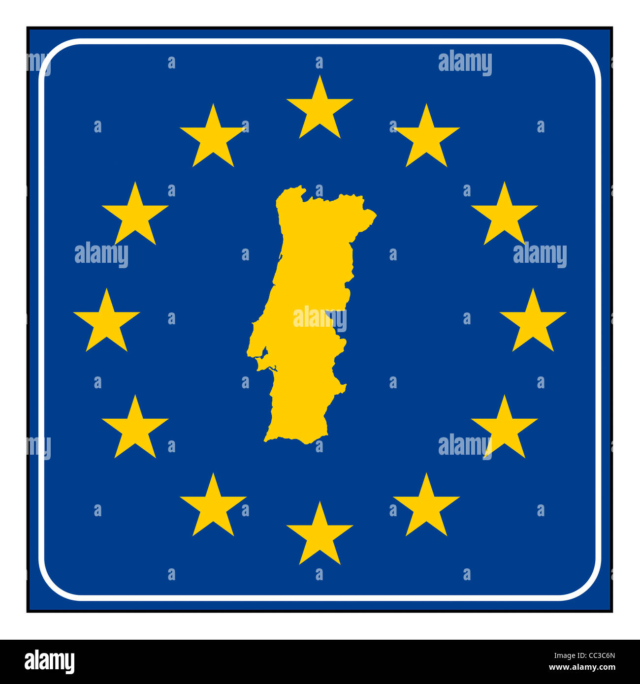 Portugal-Europäische Taste isoliert auf weißem Hintergrund mit Textfreiraum. Stockfoto