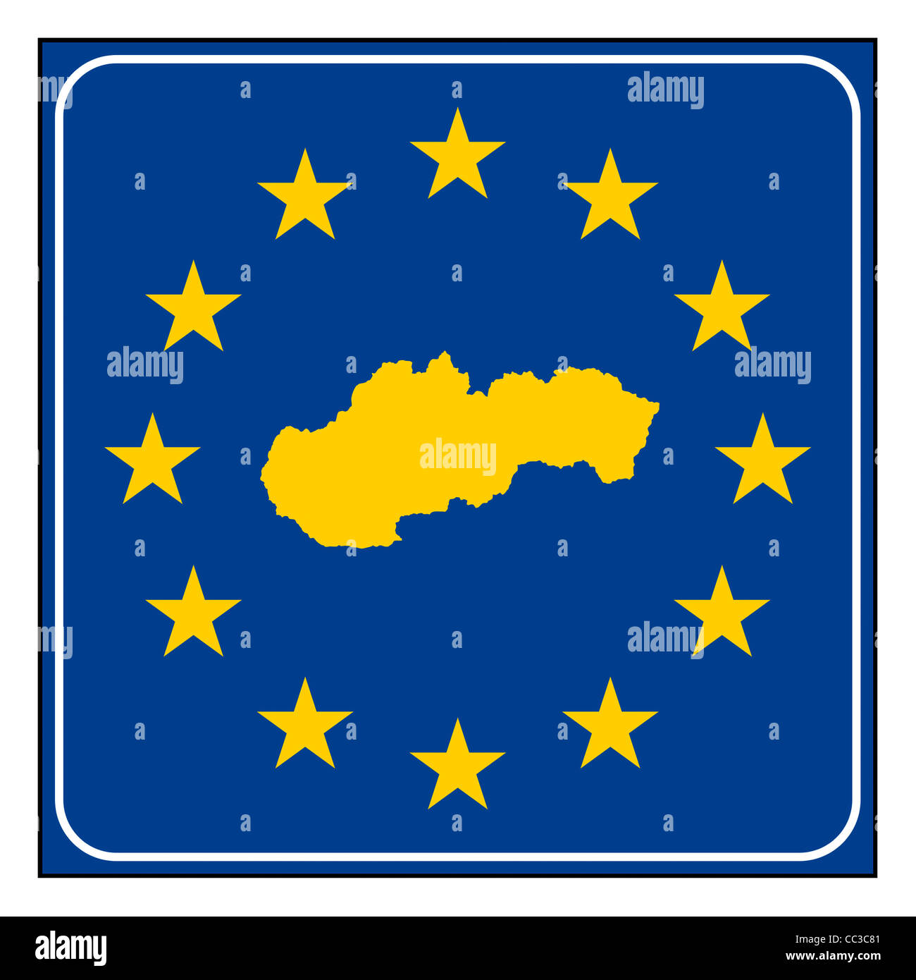 Slowakei-Europäische Taste isoliert auf weißem Hintergrund mit Textfreiraum. Stockfoto