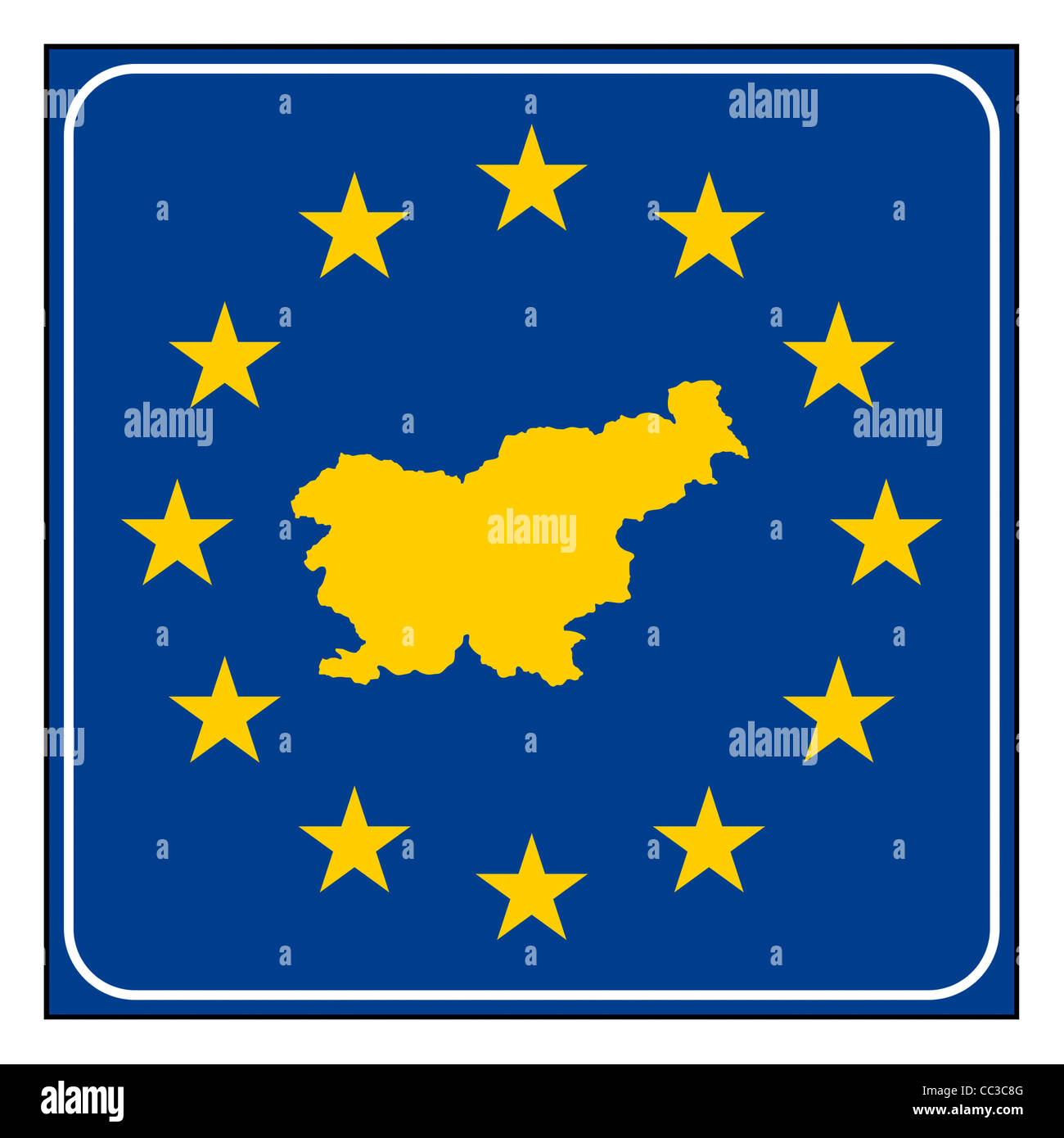 Slowenien-Europäische Taste isoliert auf weißem Hintergrund mit Textfreiraum. Stockfoto
