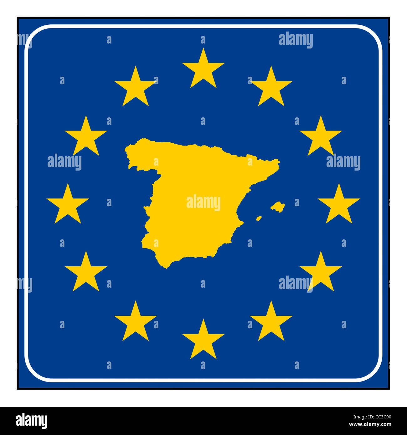 Spanien-Europäische Taste isoliert auf weißem Hintergrund mit Textfreiraum. Stockfoto