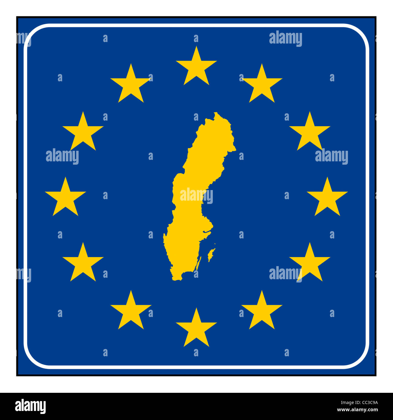 Schweden-Europäische Taste isoliert auf weißem Hintergrund mit Textfreiraum. Stockfoto