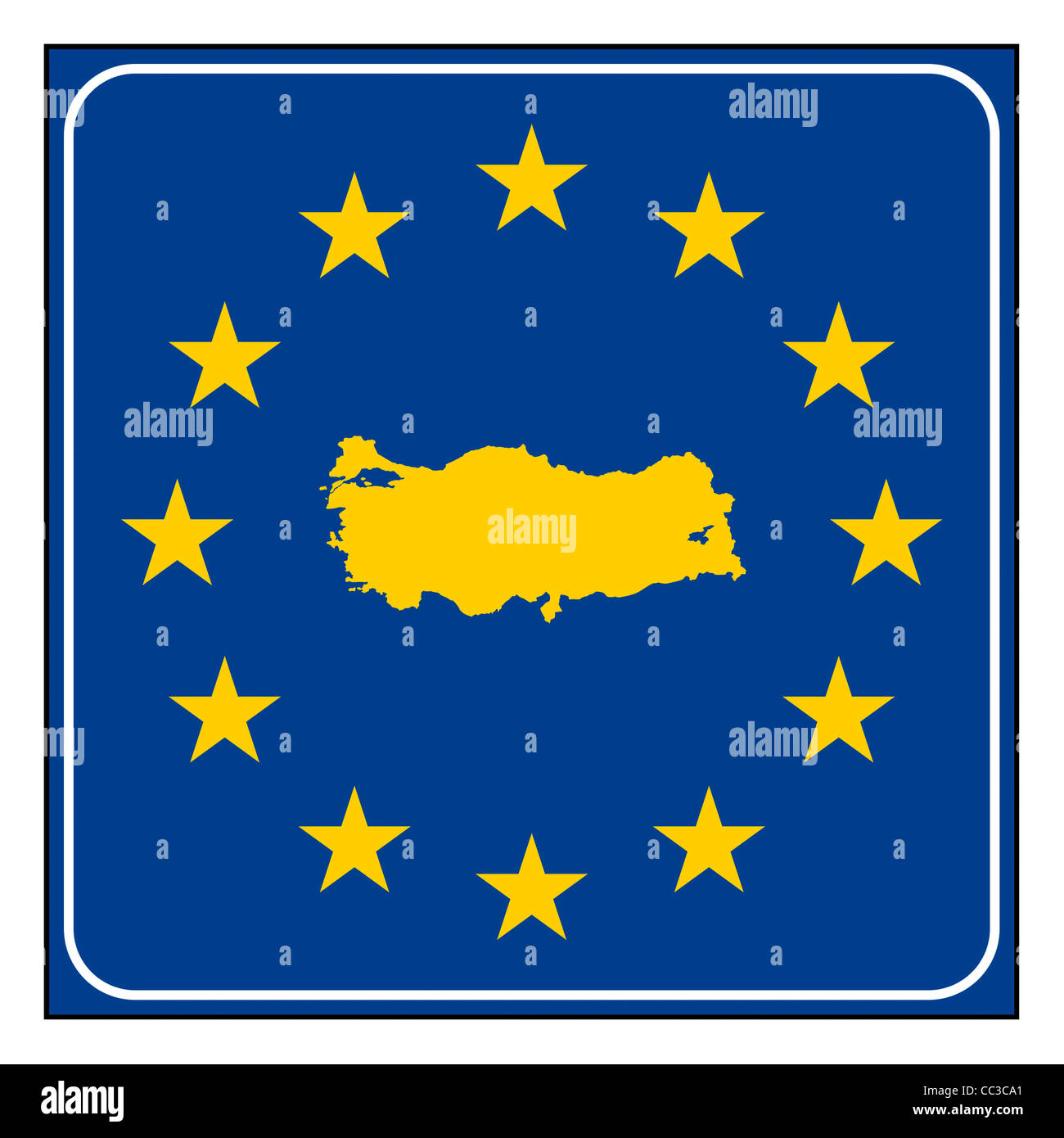 Türkei-Europäische Taste isoliert auf weißem Hintergrund mit Textfreiraum. Stockfoto