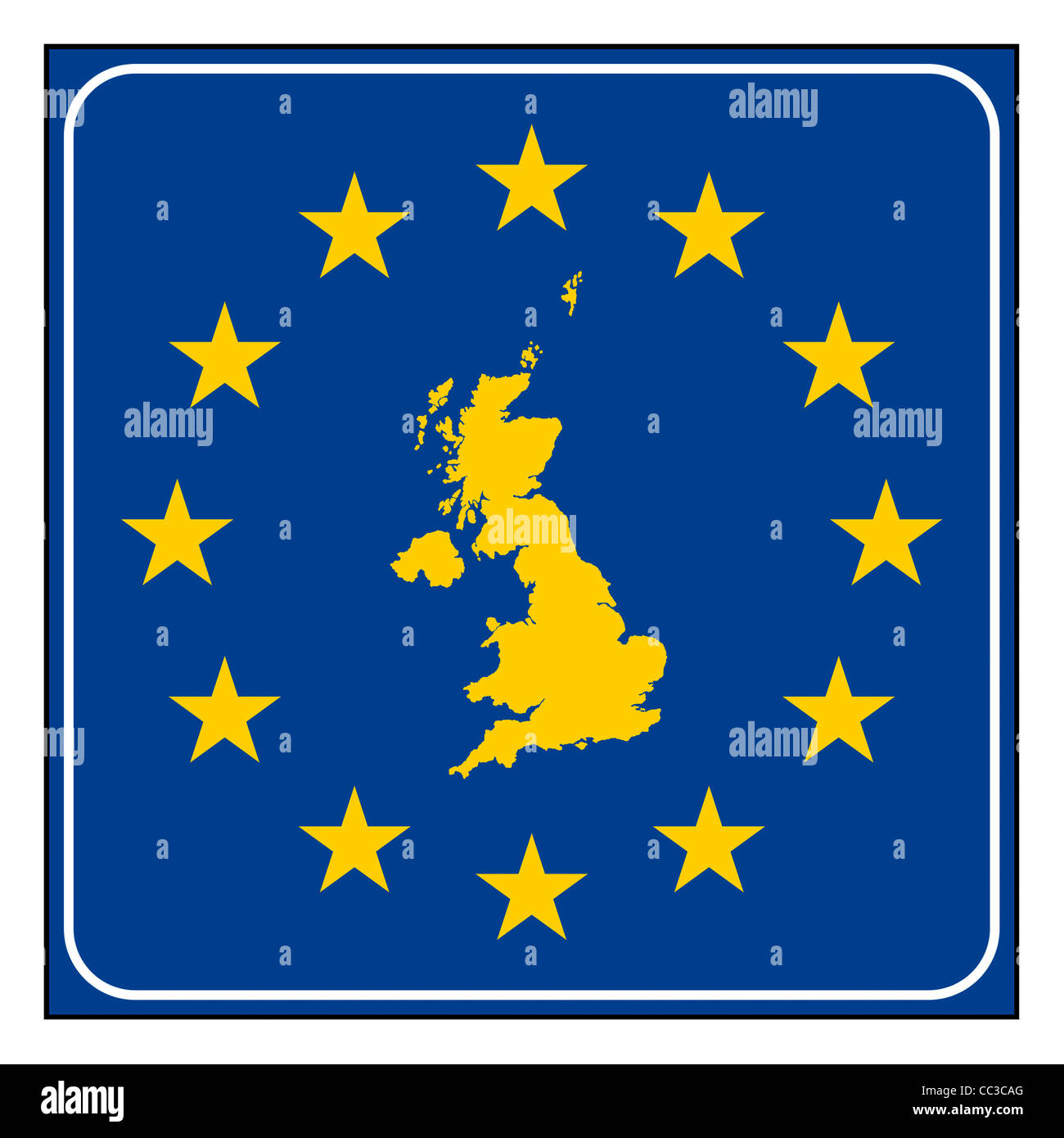 England oder Großbritannien Europäische Taste isoliert auf weißem Hintergrund mit Textfreiraum. Stockfoto
