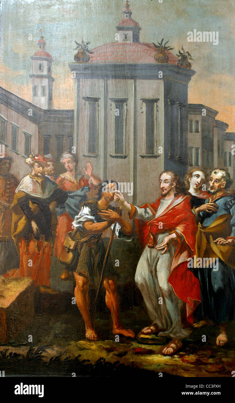 Wunder Jesu: Christus, die Heilung des blinden Stockfoto