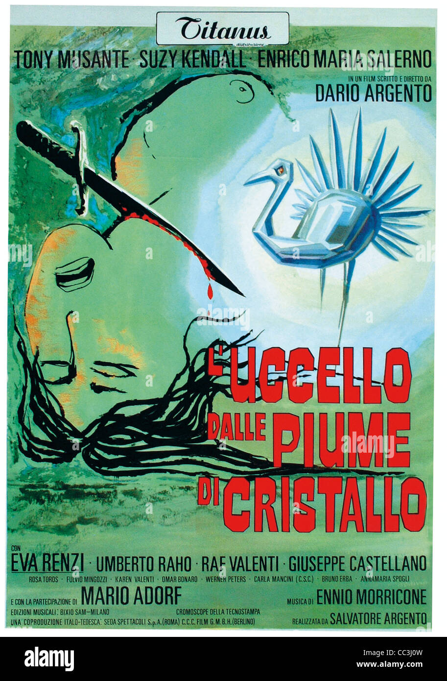 Kino: Der Vogel mit dem Crystal Gefieder 1970 Regisseur Dario Argento Plakat Stockfoto