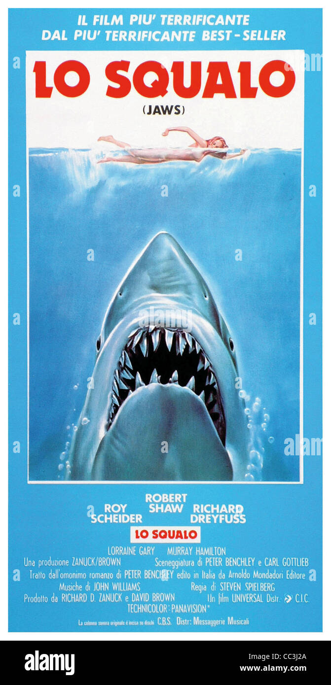 Kino: Der Regisseur Steven Spielberg Hai 1975 Poster Stockfoto