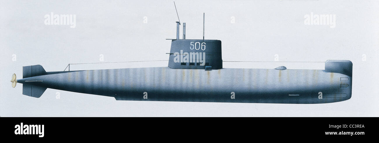 -Italienische Marine - Schiffe Enrico Toti u-Boot (1967). Zeichnung Stockfoto