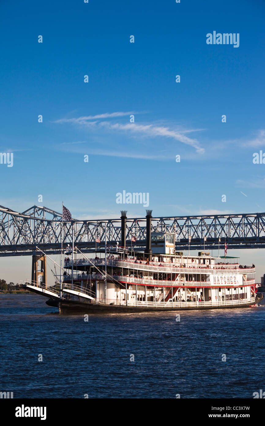 USA, Louisiana, New Orleans, Riverboat Natchez am Mississippi River Stockfoto
