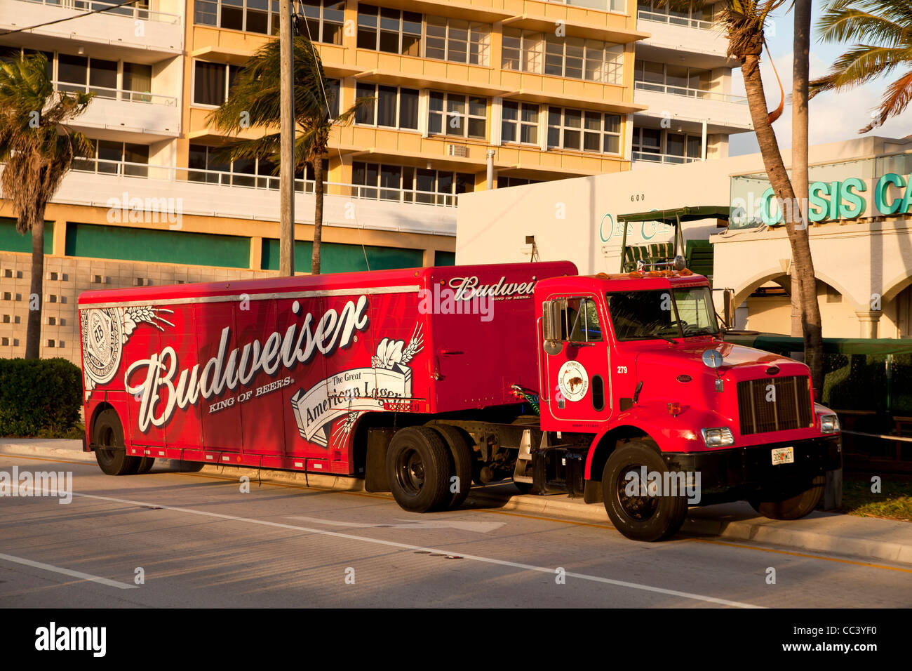 Budweiser Bier LKW, Fort Lauderdale, Broward County, Florida, USA Stockfoto