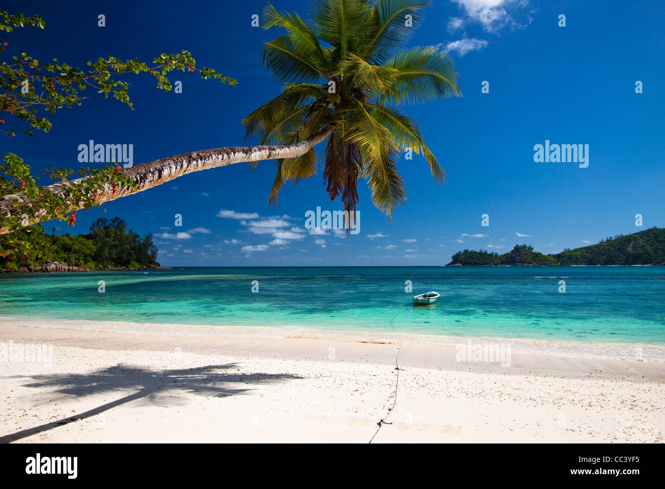 Strand von Anse Gaulettes, Baie Lazare, Mahé, Seychellen Stockfoto