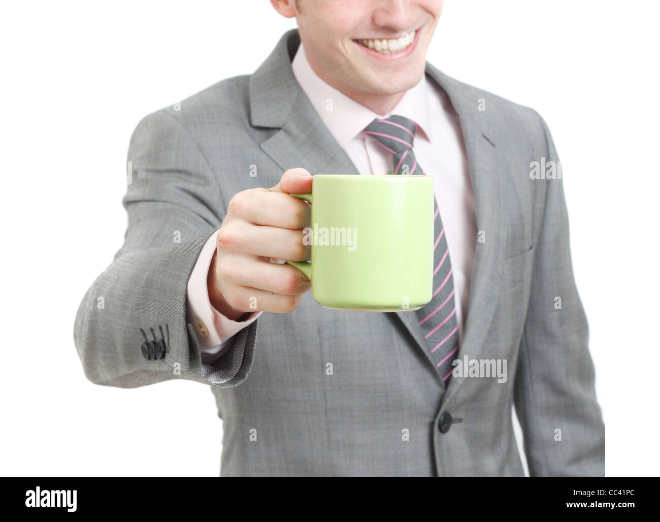Business-Mann trinkt seinen Kaffee Stockfoto