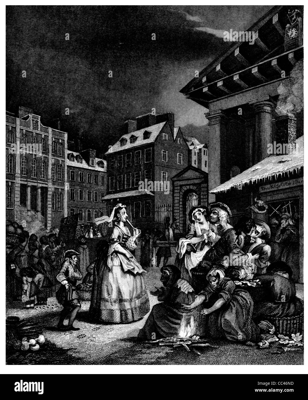 Zeiten der Tag morgen aus dem ursprünglichen Bild von Hogarth von Werken von Hogarth veröffentlicht London 1833 Stockfoto