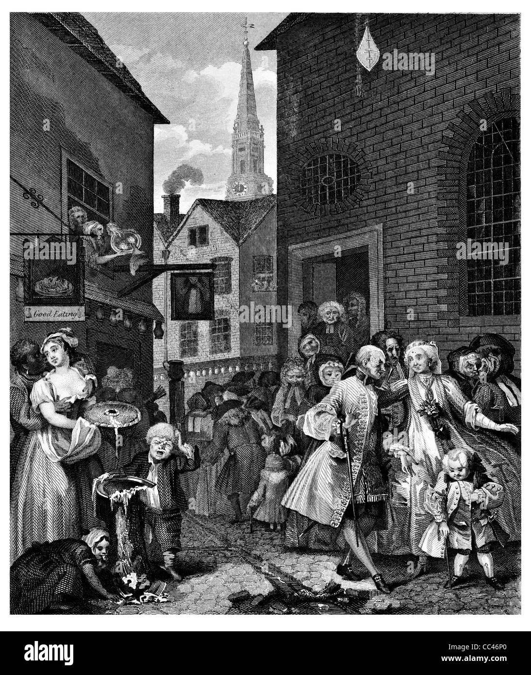 Zeiten der Tag Mittag aus dem ursprünglichen Bild von Hogarth von Werken von Hogarth veröffentlicht London 1833 Stockfoto