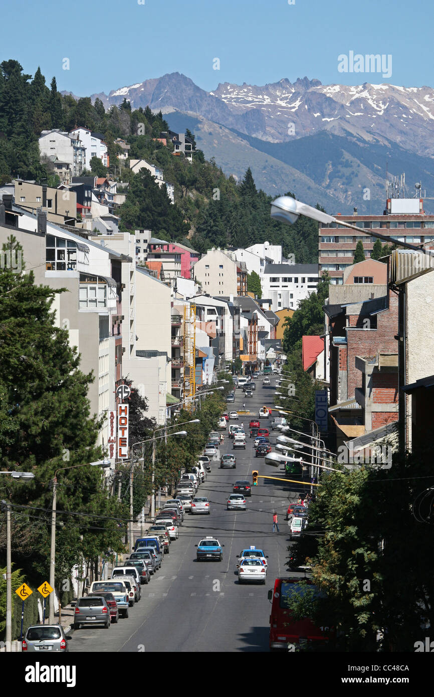 Blick über die Stadt San Carlos de Bariloche und Anden, Argentinien Stockfoto