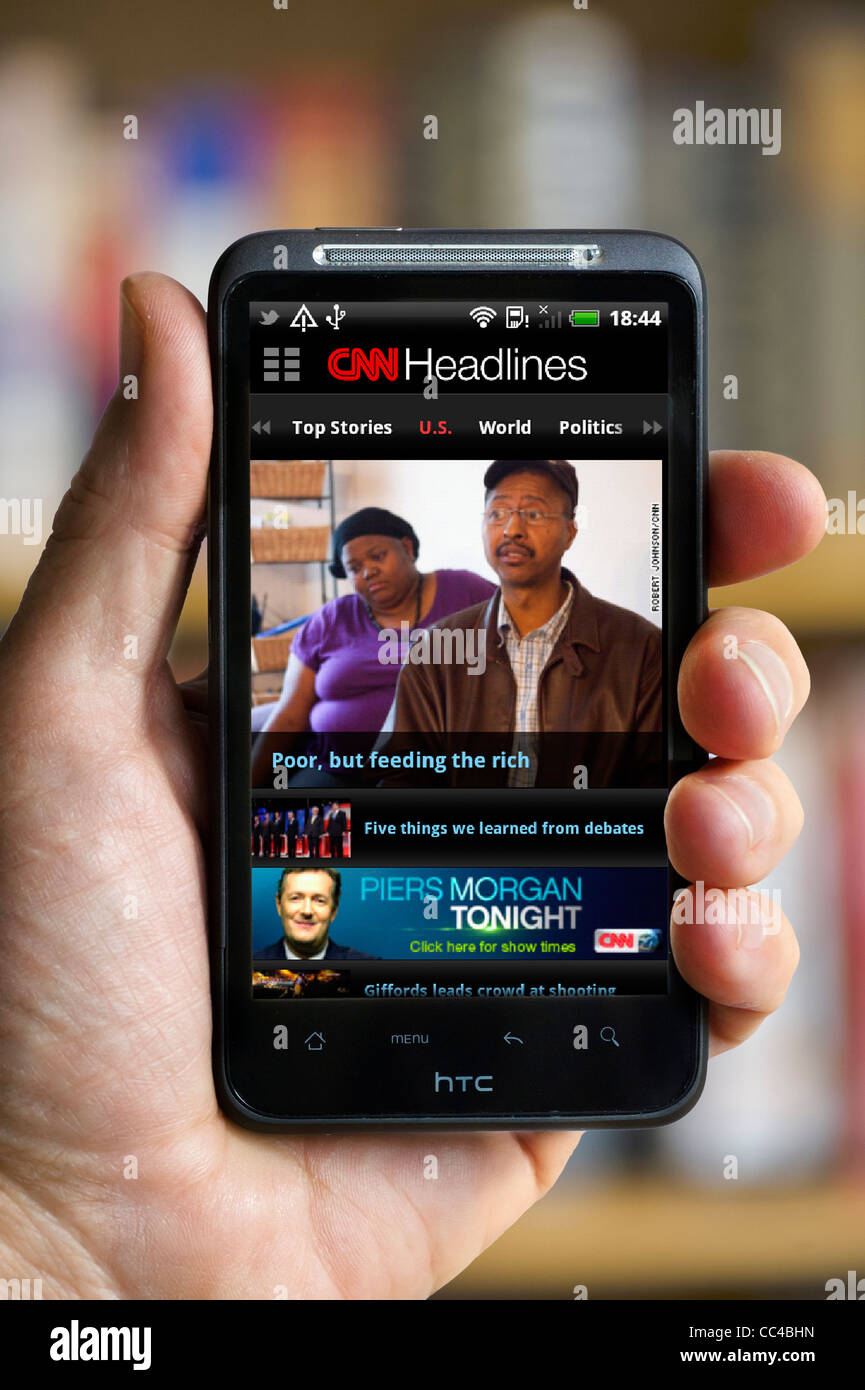 CNN-News-app auf einem HTC-smartphone Stockfoto